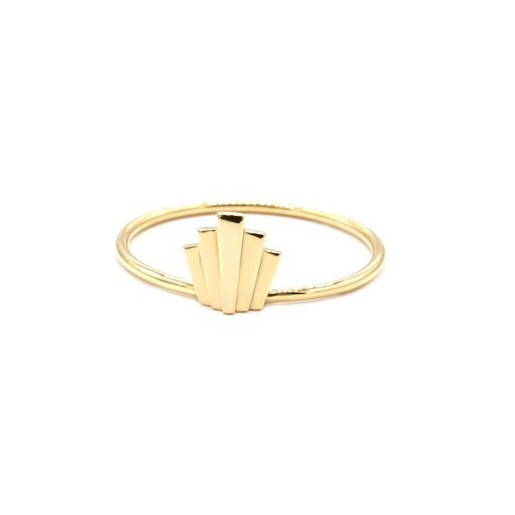 Elegant Solid Gold Geometric Wedding Band - Natalie Marie Lili Design