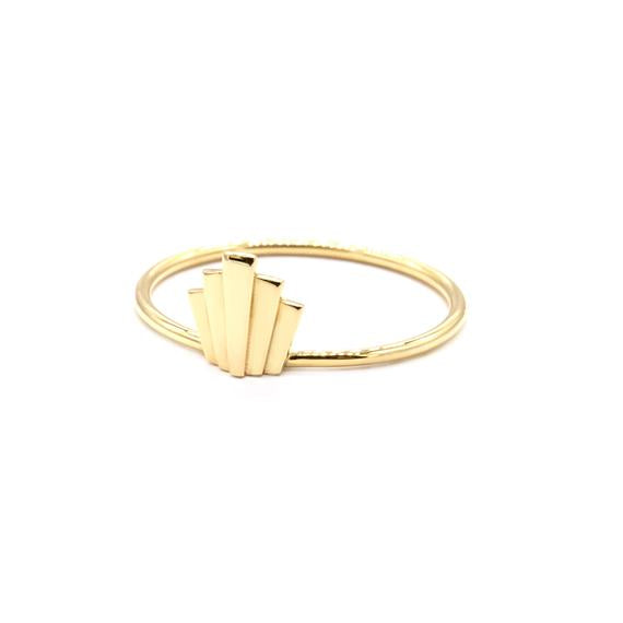 Elegant Solid Gold Geometric Wedding Band - Natalie Marie Lili Design