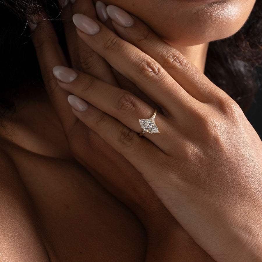 Cluster-2.0 CT Marquise Lab Grown Diamond Engagement Ring