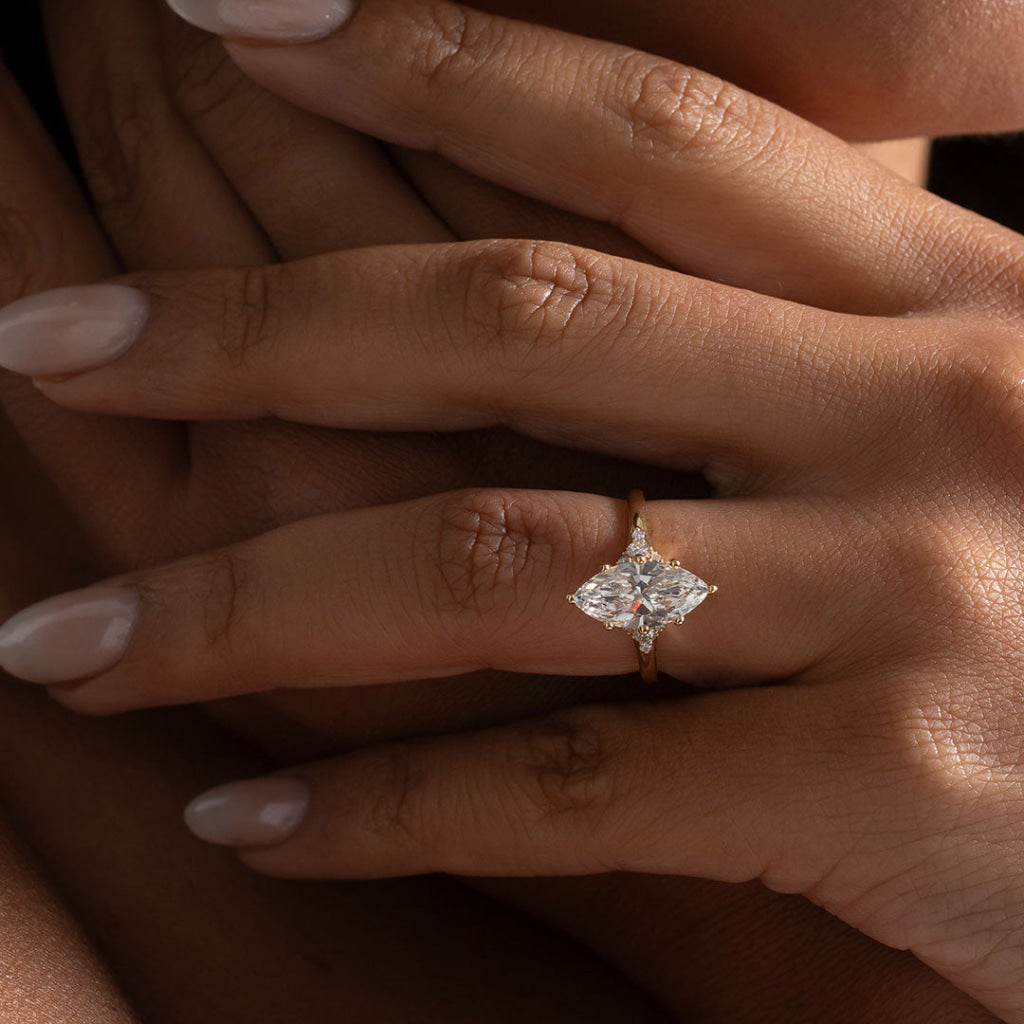 Cluster-2.0 CT Marquise Lab Grown Diamond Engagement Ring