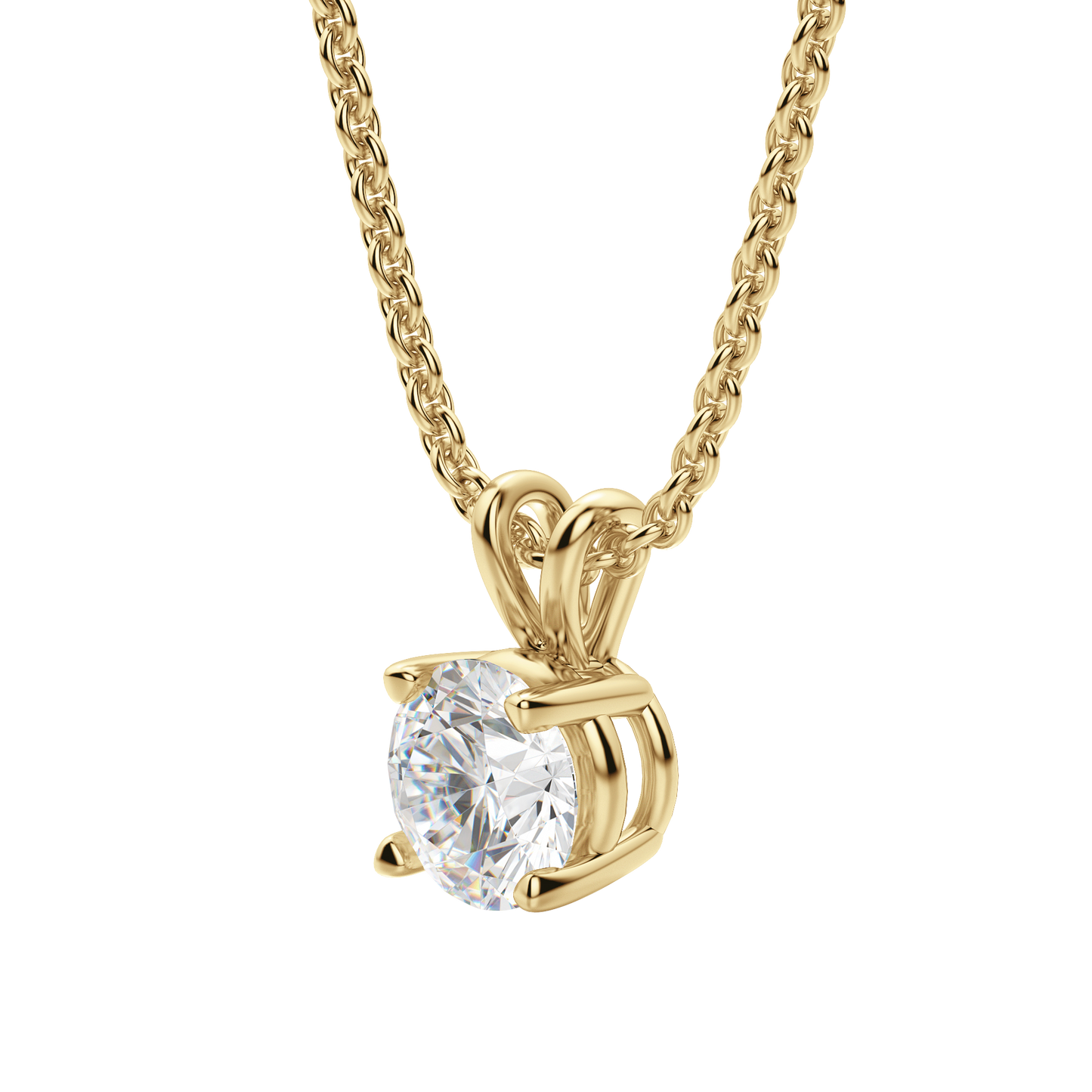 1.0 CT Round Lab-Grown Diamond Solitaire Pendant Necklace in Gold 2