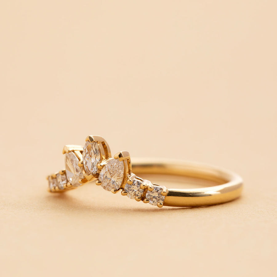 Curved- 0.25 CT Marquise Lab Grown Diamond Wedding Band