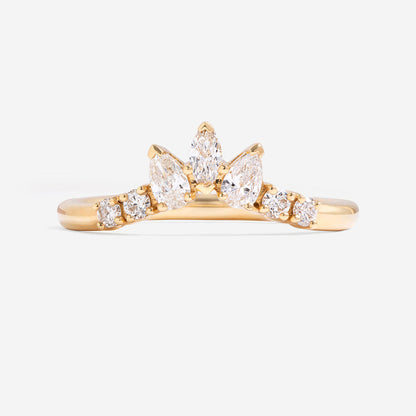 Curved- 0.25 CT Marquise Lab Grown Diamond Wedding Band