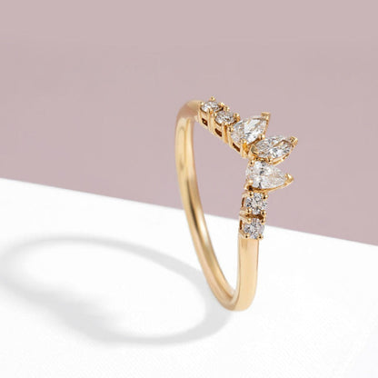 Curved- 0.25 CT Marquise Lab Grown Diamond Wedding Band