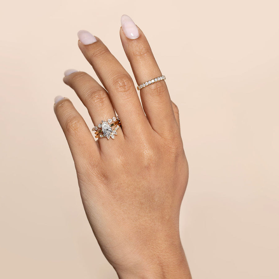 Curved- 0.25 CT Marquise Lab Grown Diamond Wedding Band