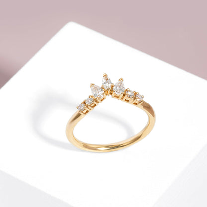 Curved- 0.25 CT Marquise Lab Grown Diamond Wedding Band