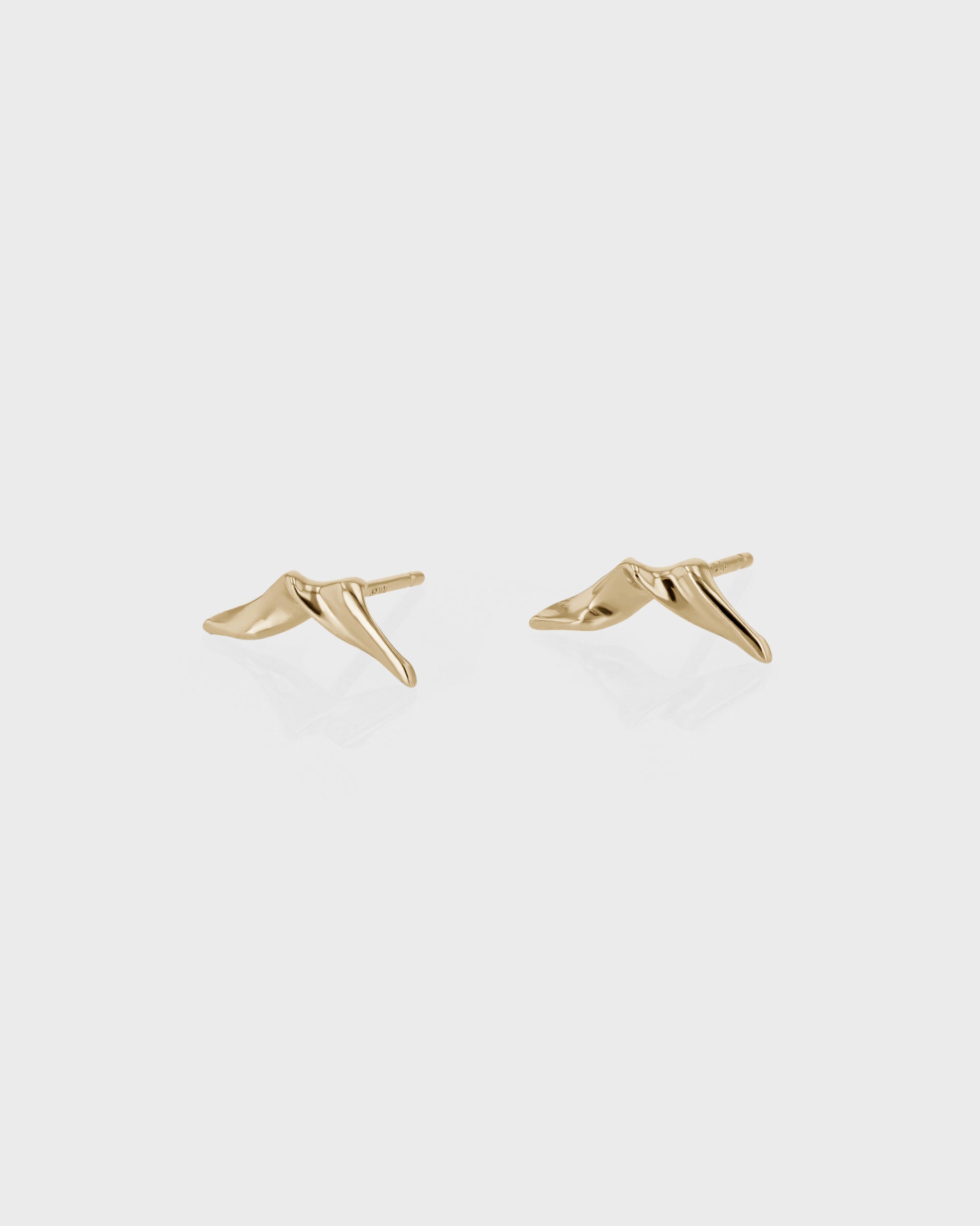 Golden Bird Sculpted Stud Earrings