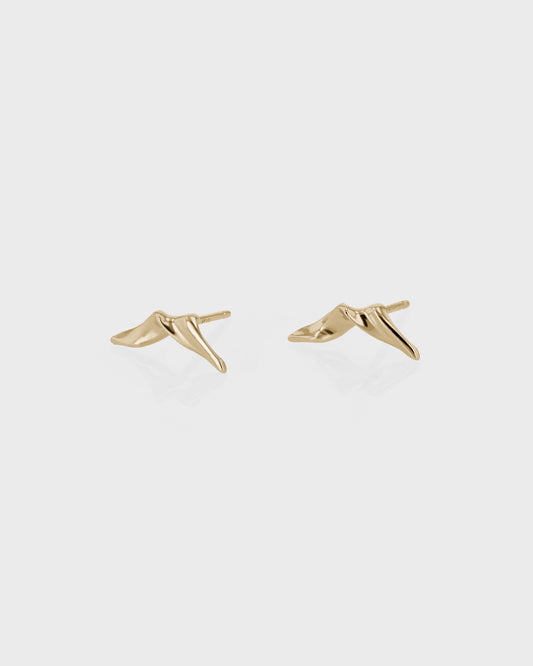 Golden Bird Sculpted Stud Earrings