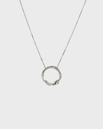 Elegant Silver Ripple Circle Pendant Necklace 1