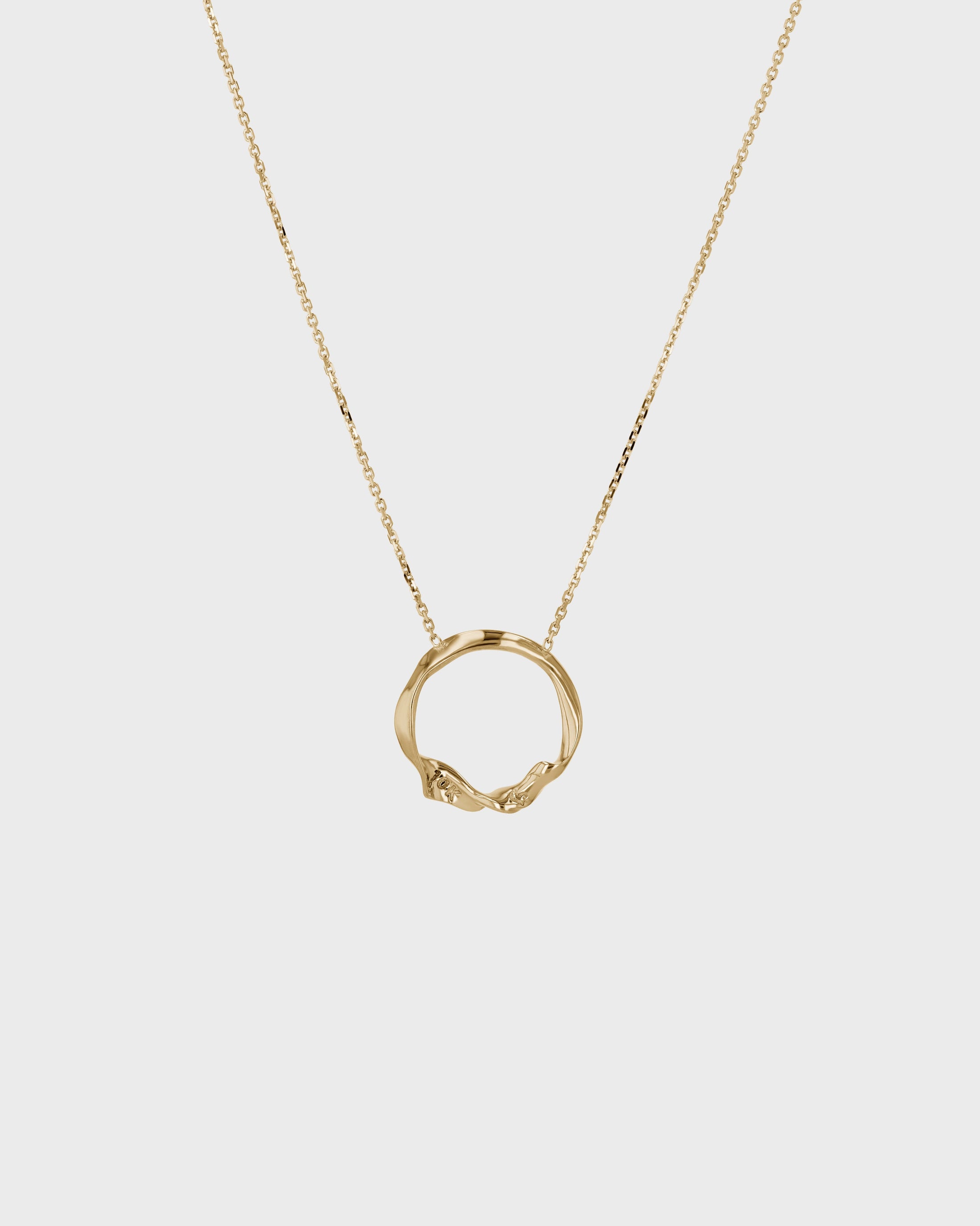 Elegant Uneven Gold Circle Pendant Necklace