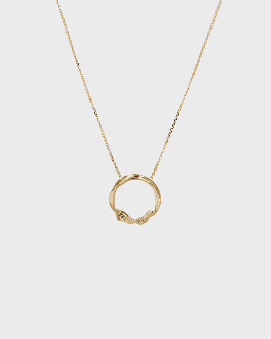 Elegant Uneven Gold Circle Pendant Necklace