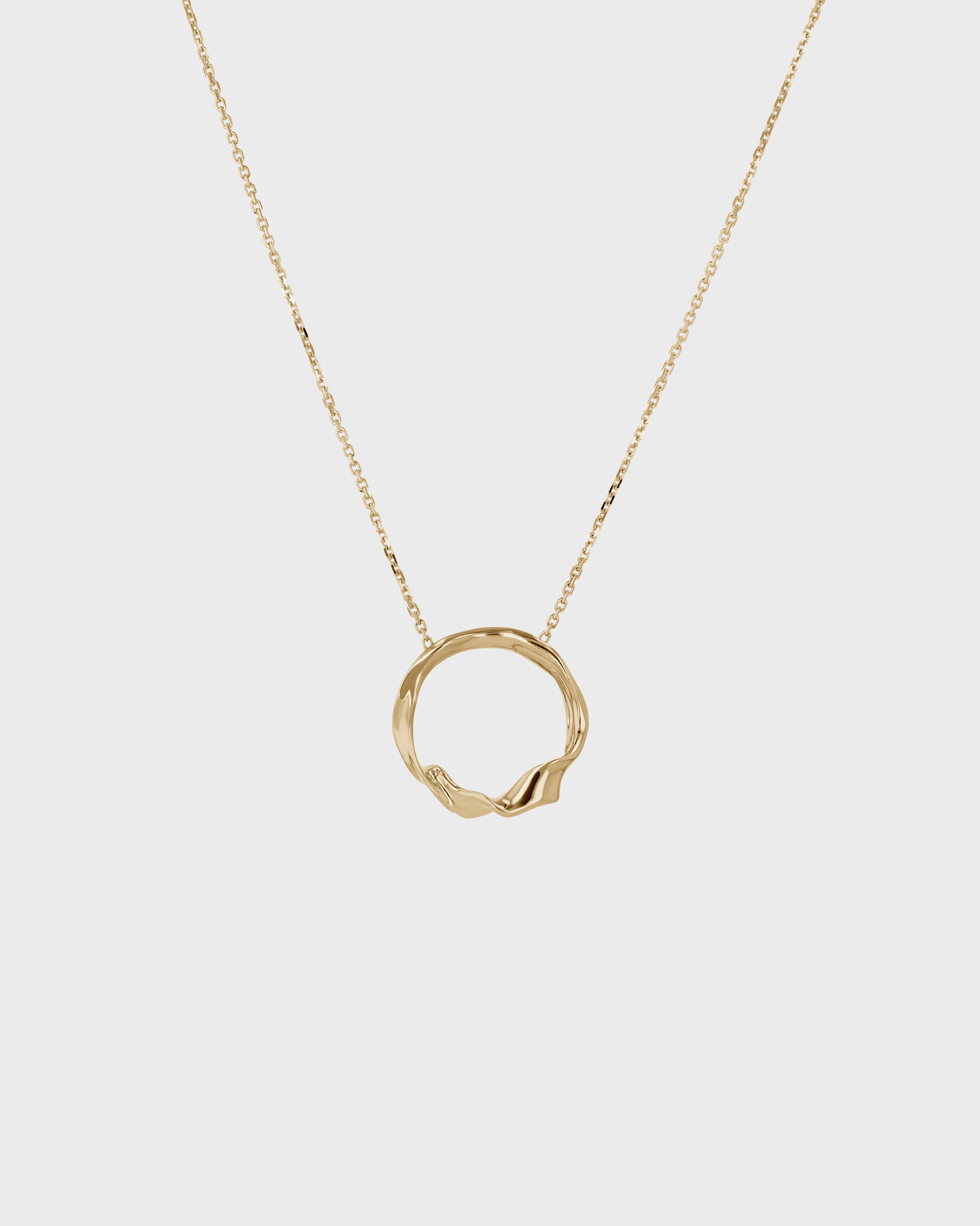 Elegant Uneven Gold Circle Pendant Necklace