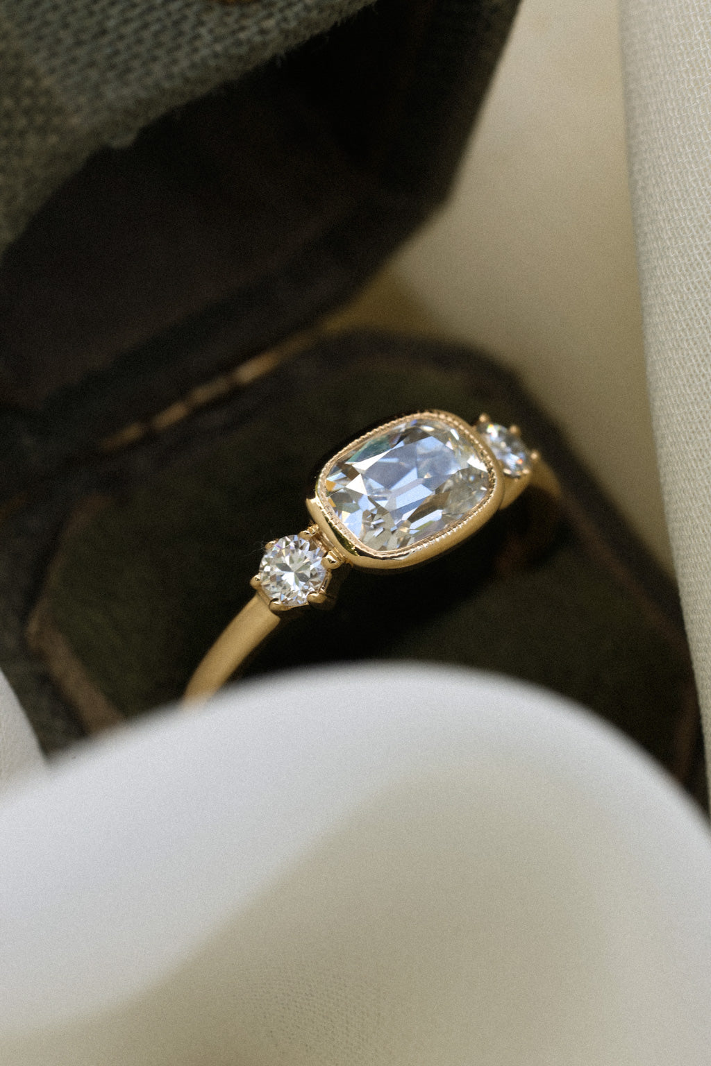 Solitaire Cathedral- 1.8 CT Cushion Lab Grown Diamond Wedding Band