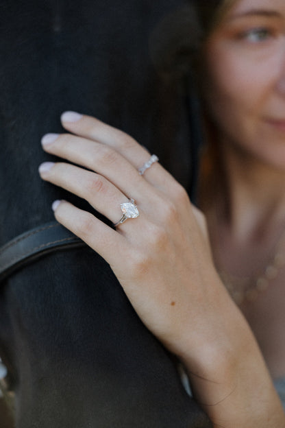 Solitaire Cathedral- 1.8 CT Cushion Lab Grown Diamond Wedding Band