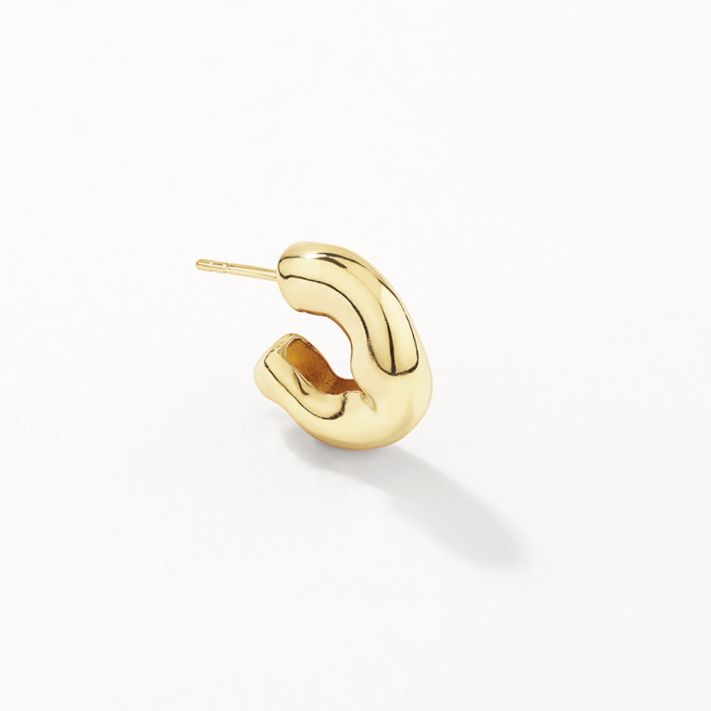 Golden Fluid Wave Hoop Earrings