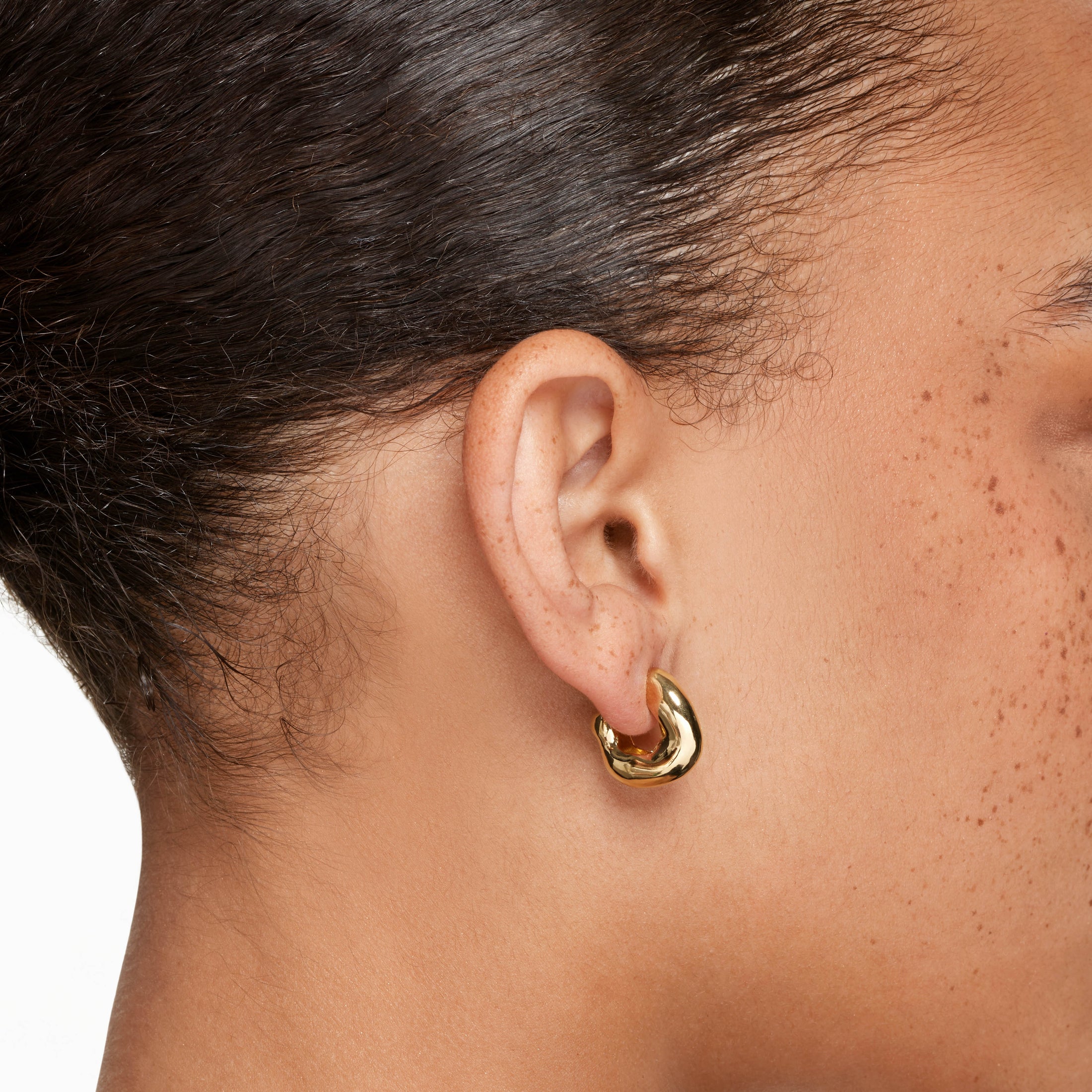 Golden Fluid Wave Hoop Earrings