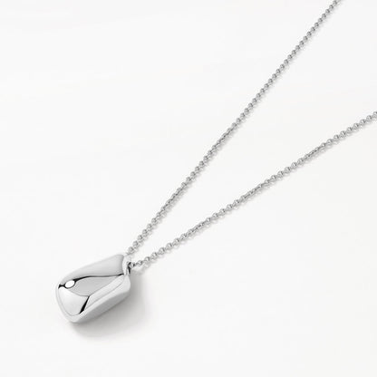 Silver Elegance: Organic Teardrop Pendant Necklace 6