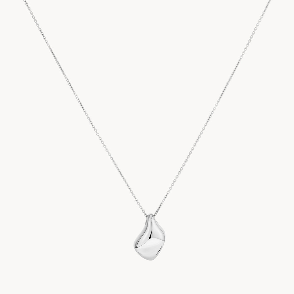Silver Elegance: Organic Teardrop Pendant Necklace 4