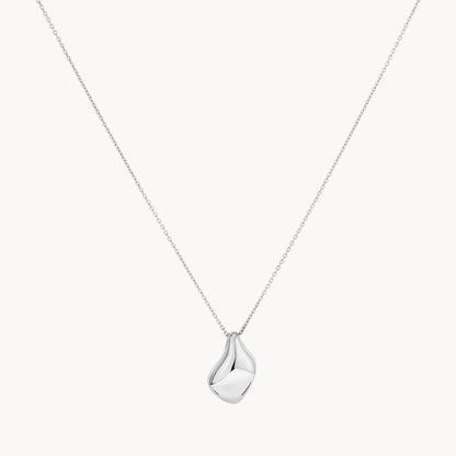 Silver Elegance: Organic Teardrop Pendant Necklace 4
