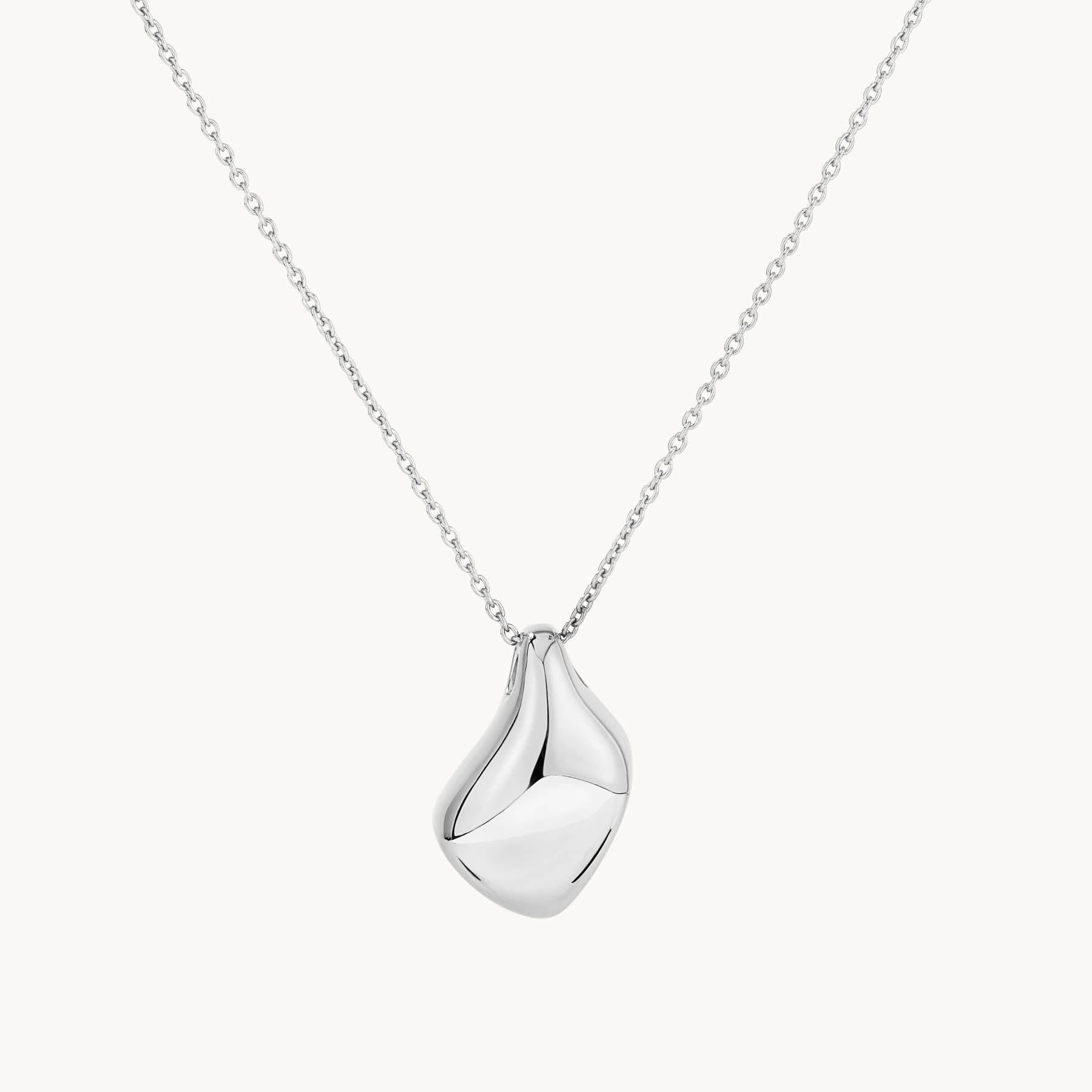 Silver Elegance: Organic Teardrop Pendant Necklace 1