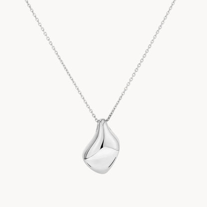 Silver Elegance: Organic Teardrop Pendant Necklace 1