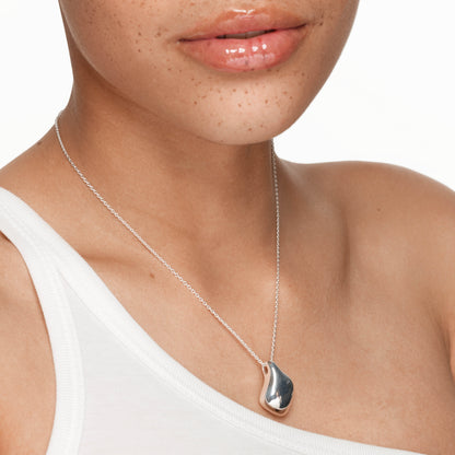 Silver Elegance: Organic Teardrop Pendant Necklace 5