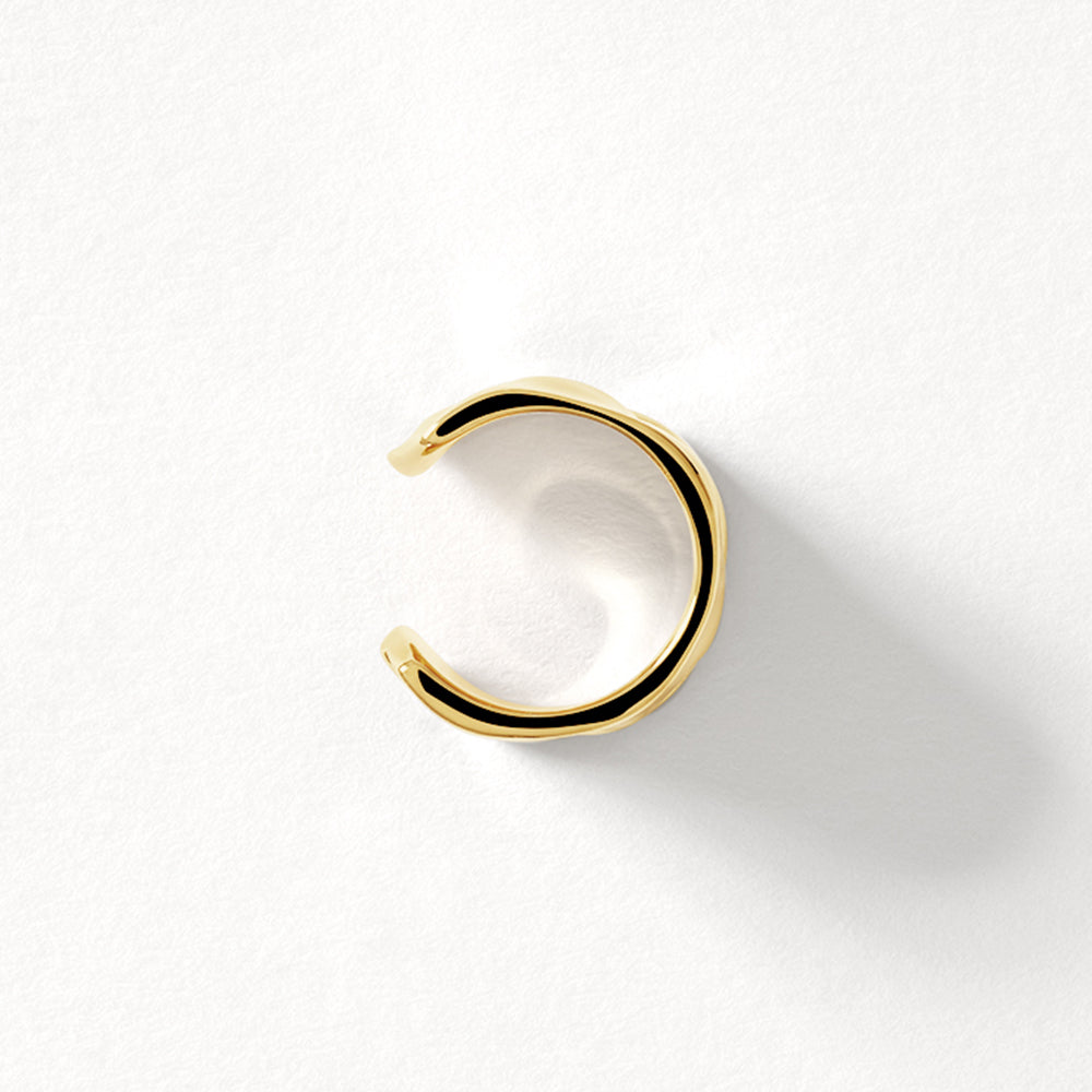 Sculpted Gold Ear Cuff - Bold Hammered Design