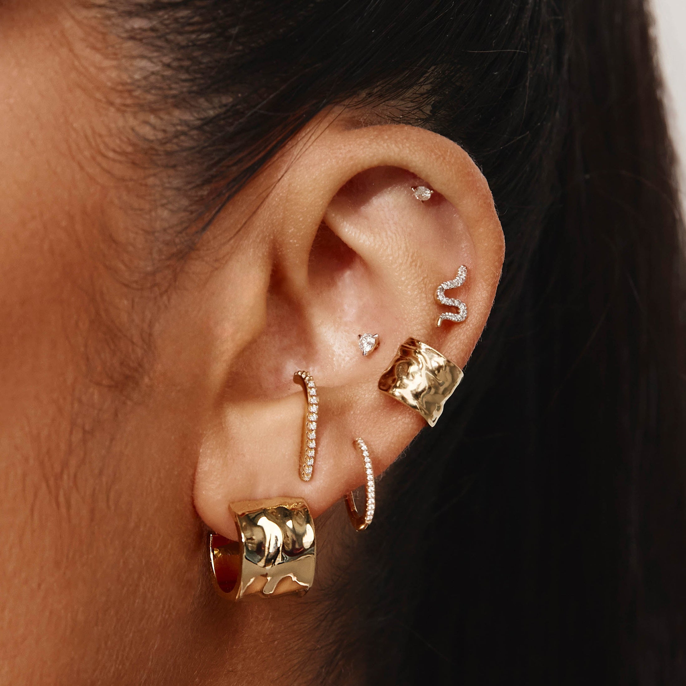 Sculpted Gold Ear Cuff - Bold Hammered Design