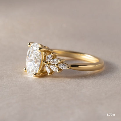 Cluster-Oval Lab Grown Diamond Engagement Ring