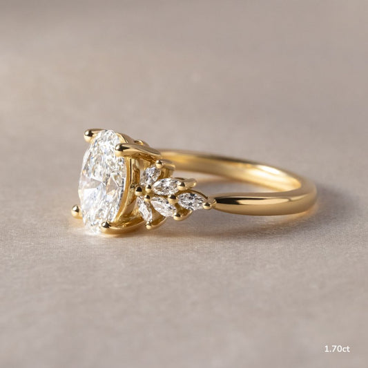 Cluster-Oval Lab Grown Diamond Engagement Ring