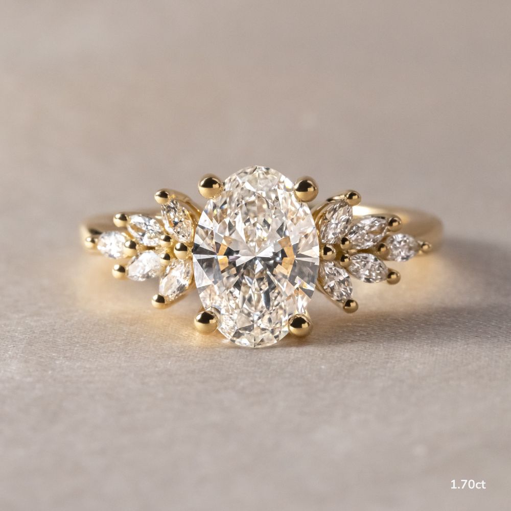 Cluster-Oval Lab Grown Diamond Engagement Ring