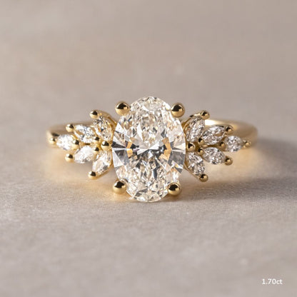 Cluster-Oval Lab Grown Diamond Engagement Ring