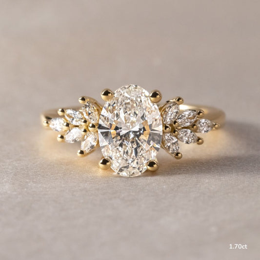 Cluster-Oval Lab Grown Diamond Engagement Ring