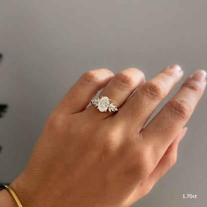 Cluster-Oval Lab Grown Diamond Engagement Ring