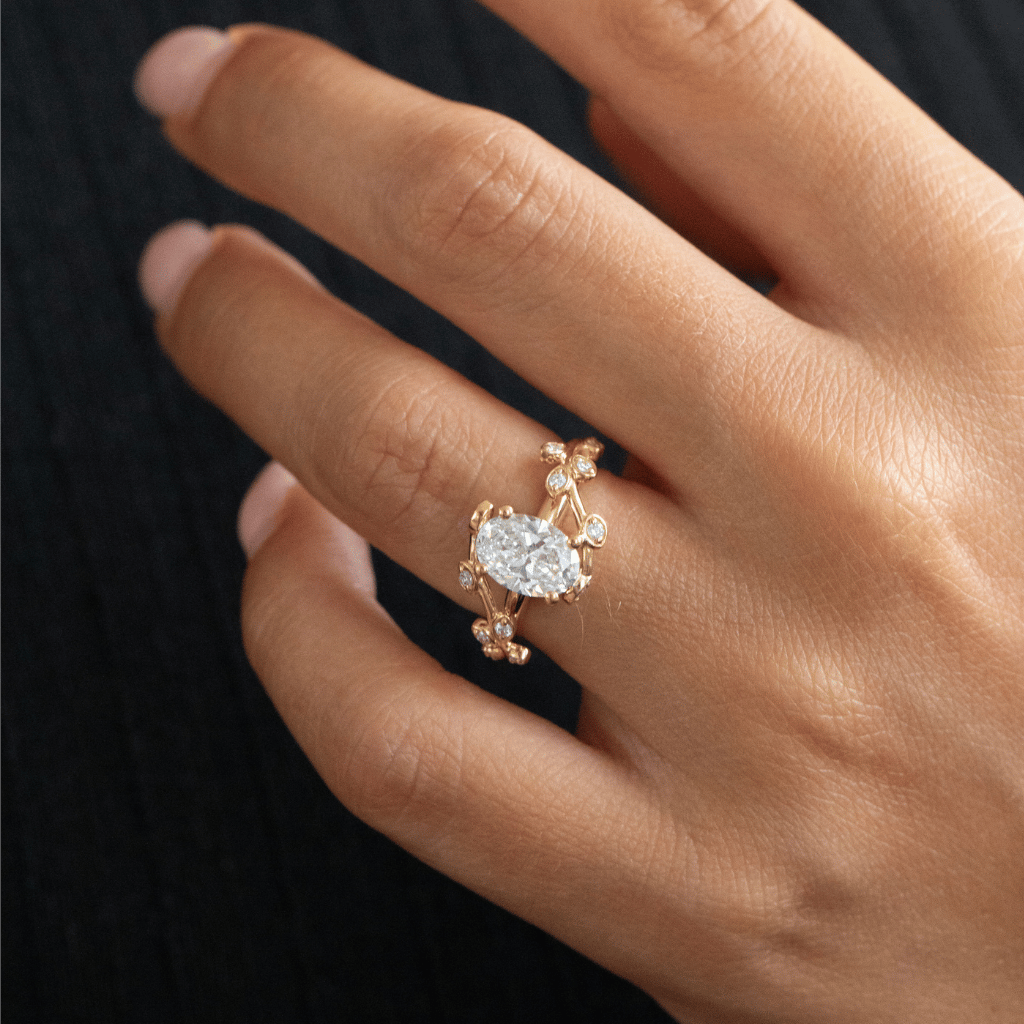 Cluster-Oval Lab Grown Diamond Engagement Ring
