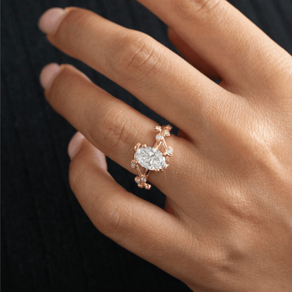 Cluster-Oval Lab Grown Diamond Engagement Ring