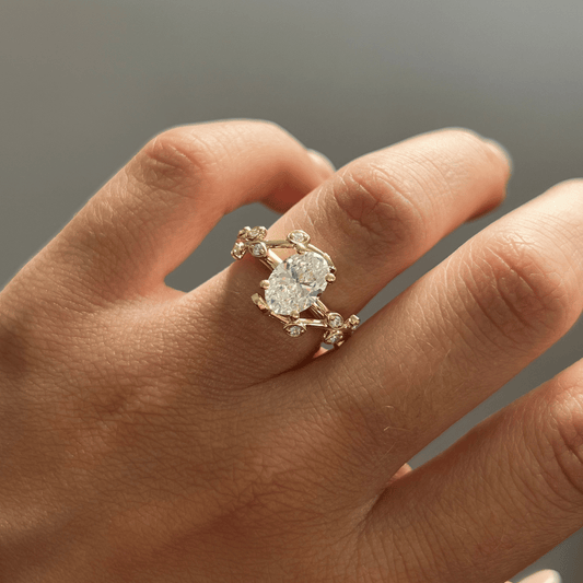 Cluster-Oval Lab Grown Diamond Engagement Ring