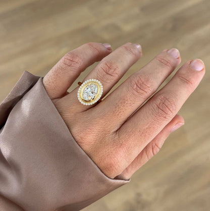 Bezel Halo & Milgrain-Oval Lab Grown Diamond Engagement Ring