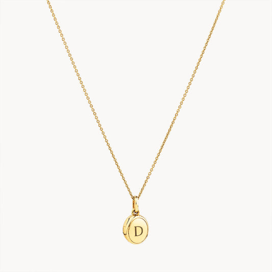 Personalized Gold Oval Locket Necklace