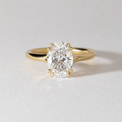 Solitaire Split Shank & Double Prong-Oval Cut Lab Grown Diamond Engagement Ring