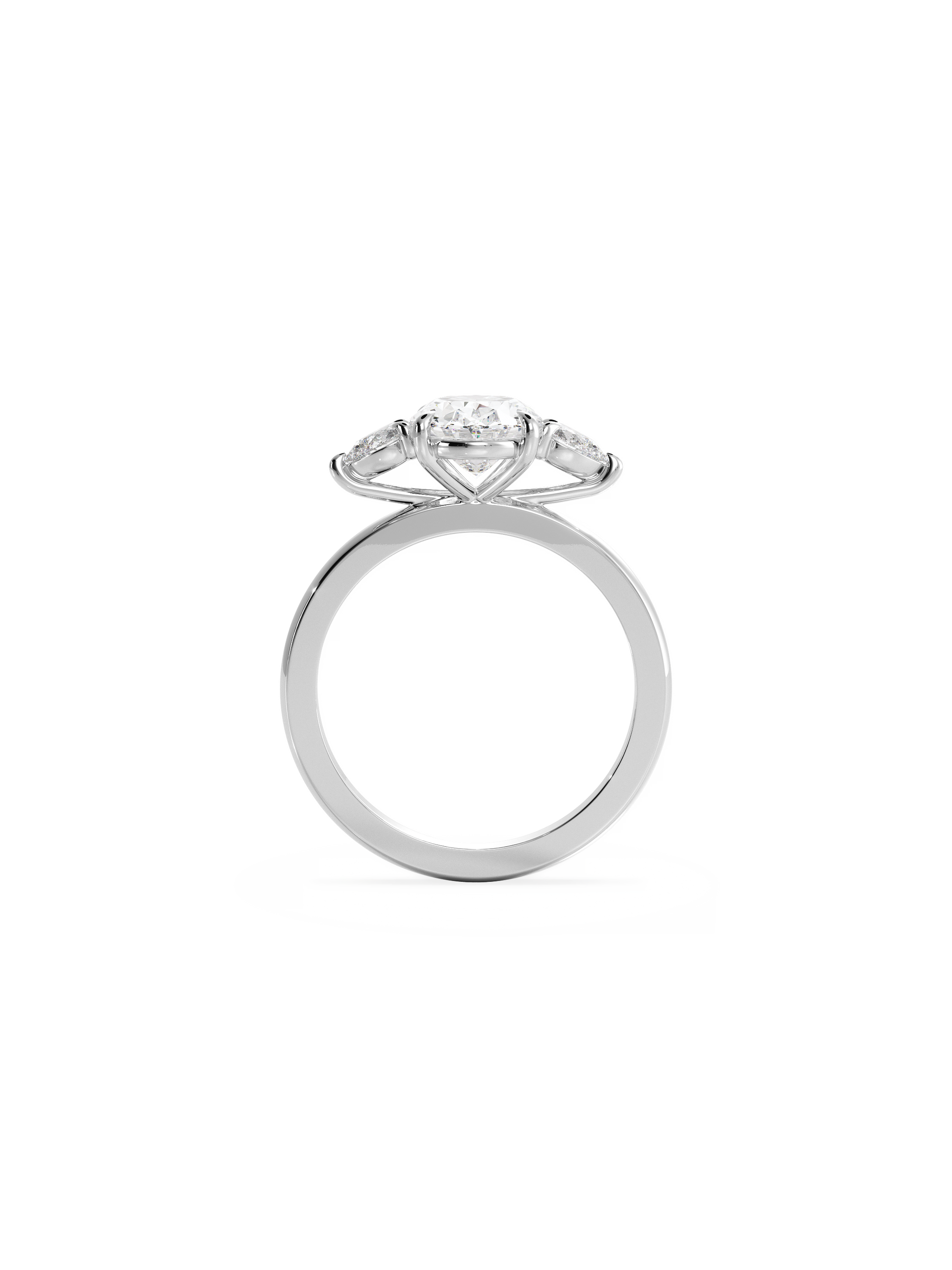 Three Stone-Oval Lab Grown Diamond Engagement Ring