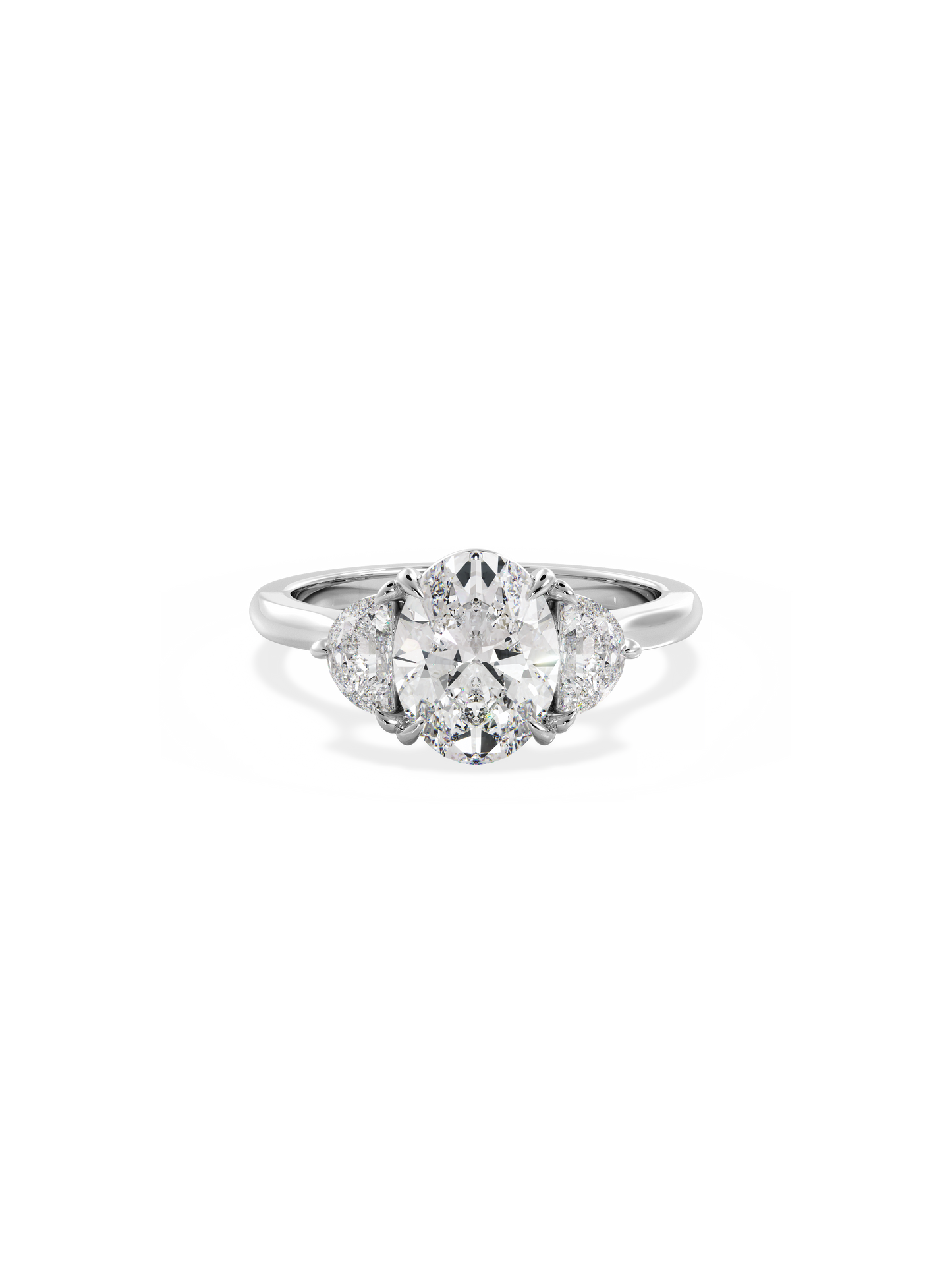 Three Stone-Oval Lab Grown Diamond Engagement Ring