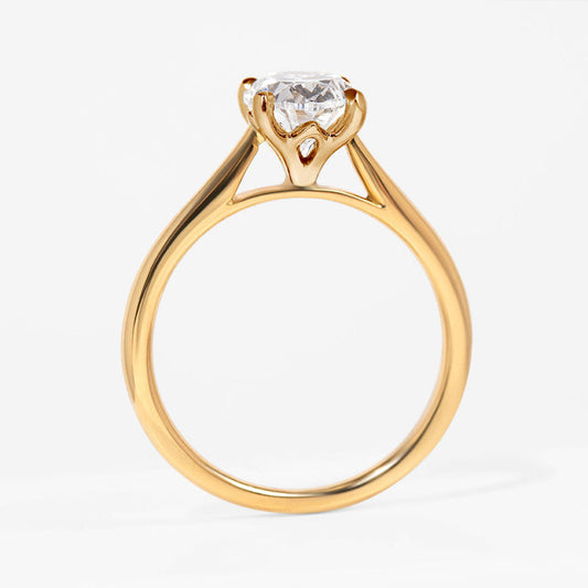 Solitaire Tulip Style-1.5 CT Oval Lab Grown Diamond Engagement Ring