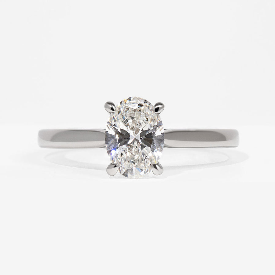 Solitaire Tulip Style-1.0 CT Oval Lab Grown Diamond Engagement Ring