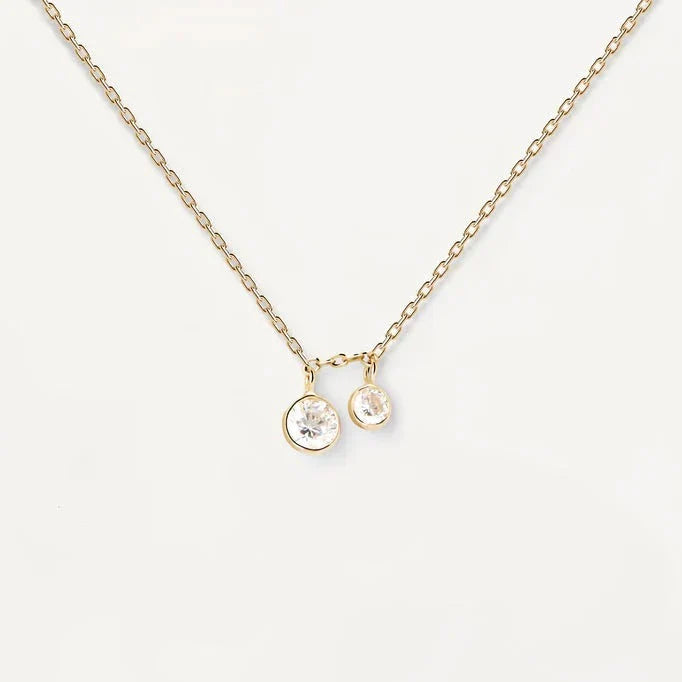 Radiant Dual Diamond Delight Necklace - 0.1 TCW Round Cut 1