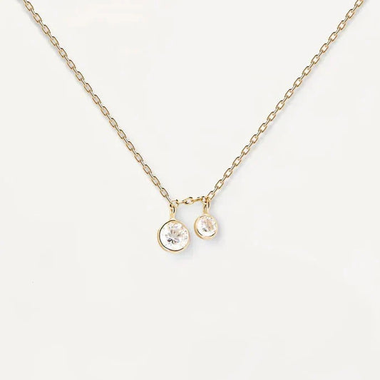 Radiant Dual Diamond Delight Necklace - 0.1 TCW Round Cut