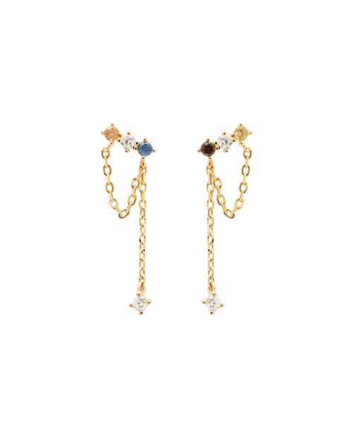 0.05 TCW Multi Round  Lab Made Diamond Chained Earrings 2