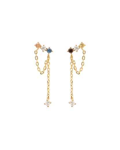 0.05 TCW Multi Round  Lab Made Diamond Chained Earrings 2