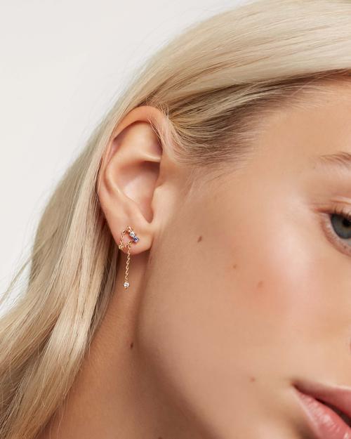 0.05 TCW Multi Round  Lab Made Diamond Chained Earrings 3