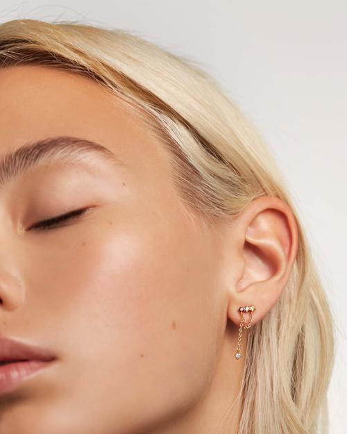 0.05 TCW Multi Round  Lab Made Diamond Chained Earrings 4
